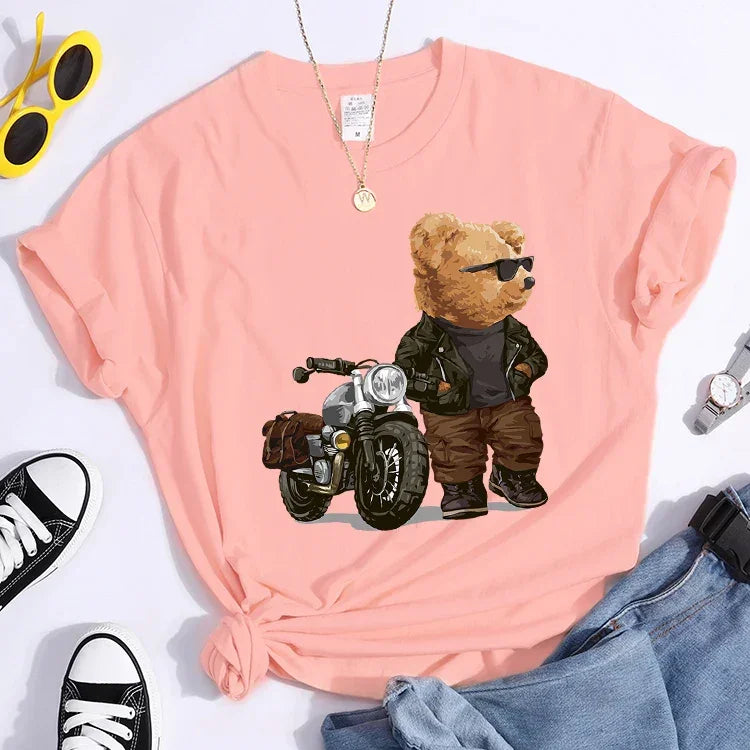 Motorcycle Teddy Bear Wearing Sunglasses Tshirt - Empire P.E