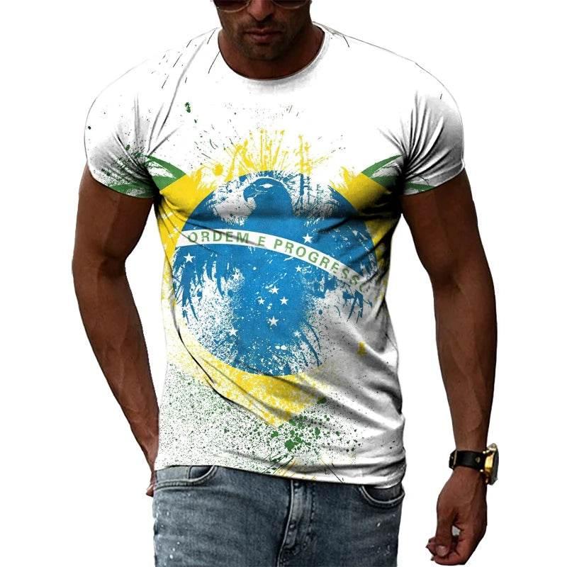 Brazilian Flag 3D Print T-shirts Summer Men Woman Short Sleeve Casual Tees Fashion Streetwear Harajuku T Shirt Kid Tops Clothing - Empire P.E