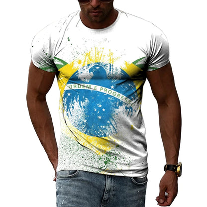 Brazilian Flag 3D Print T-shirts Summer Men Woman Short Sleeve Casual Tees Fashion Streetwear Harajuku T Shirt Kid Tops Clothing - Empire P.E