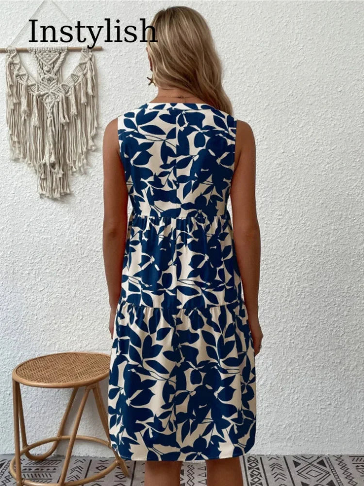 Women Boho Print Mini Dress Summer Elegant - Empire P.E