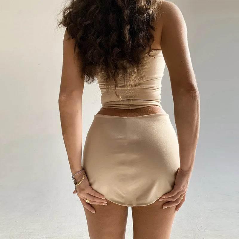Hawthaw Women 2024 Summer Tube Tops Mini Skirts Party Club Two Piece Matching Sets Vacation Outfits Wholesale Items For Business - Empire P.E