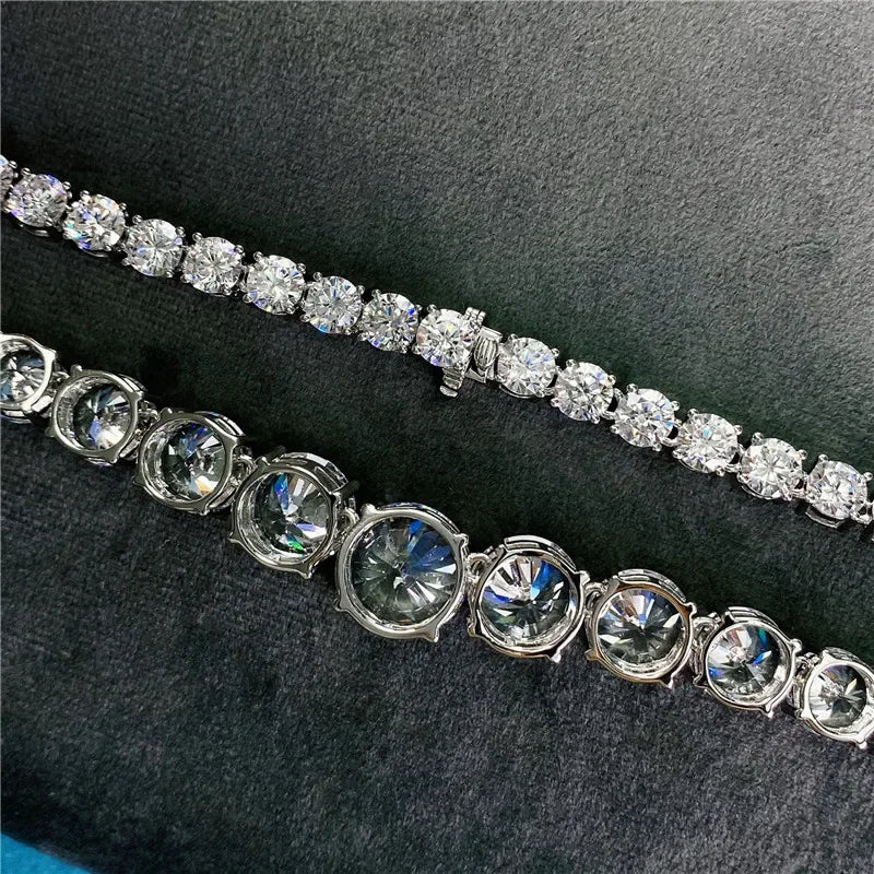 Tennis Diamond Necklace 100% Real 925 Sterling Moissanite Jewelry - Empire P.E