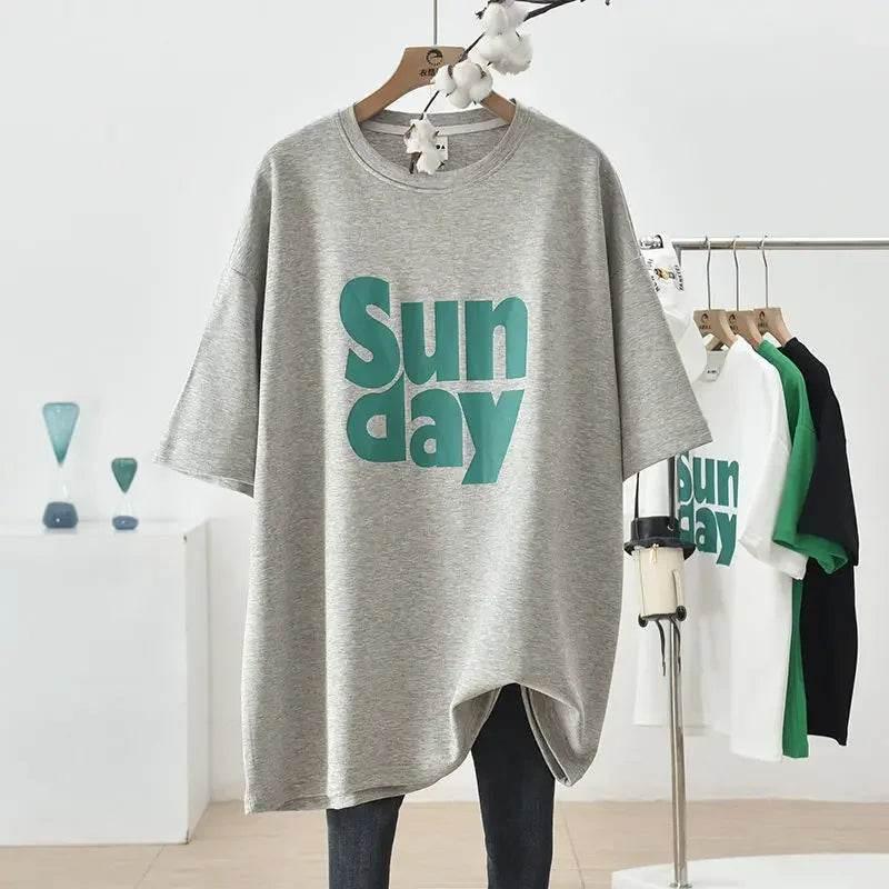 Plus Size Plus Size Women's Korean Style Loose Fit T-Shirt Semi-Slimming Slim Fit Short Sleeve Summer Tops Large Size Clothing - Empire P.E