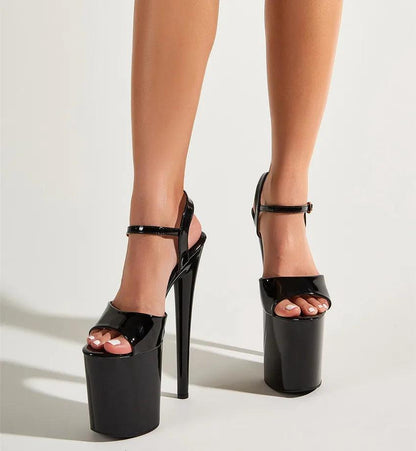20cm/8Inch Heel Black Sexy Super High Pole Dance High Heels - Empire P.E