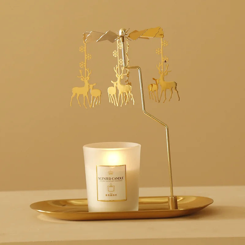 Tray Rotating Candlestick Scented Candle Romantic Walk Horse Lamp
