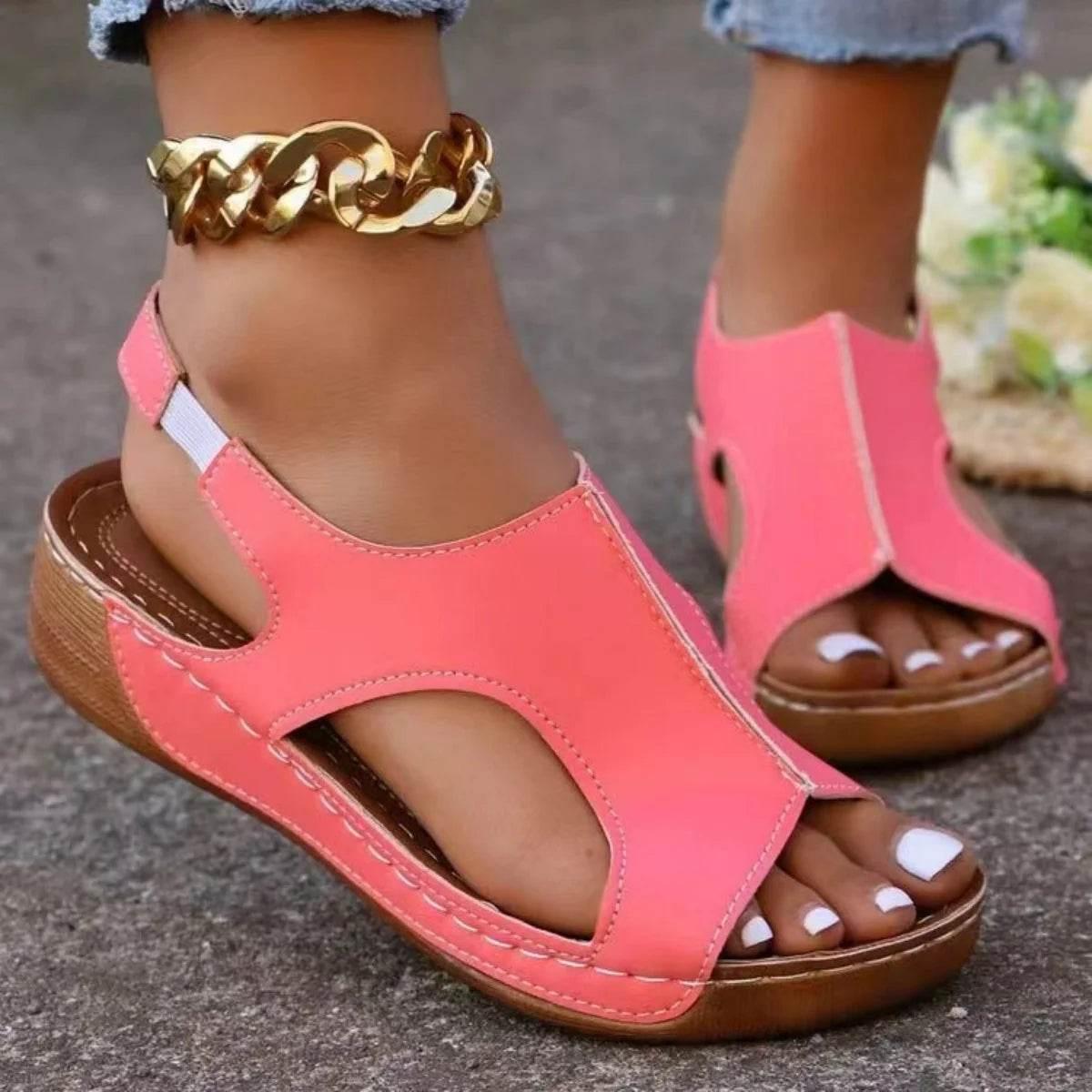 Fashion casual plus-size wedge Sandals Women 2025 summer sandals new platform wedge fish mouth sandals - Empire P.E