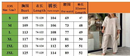 Women's Cotton Linen Long Pants Sets Fashion Solid Casual Irregular Tops Wide Leg Pant Suits Office Lady Two Piece Sets Clothes - Empire P.E