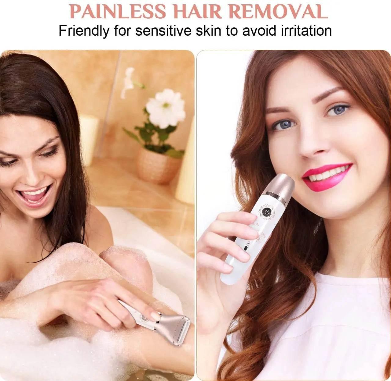 Electric Razor for Women, Painless 2 in 1 Wet & Dry Lady Shaver Portable Waterproof Bikini Trimmer Body Hair Removal - Empire P.E