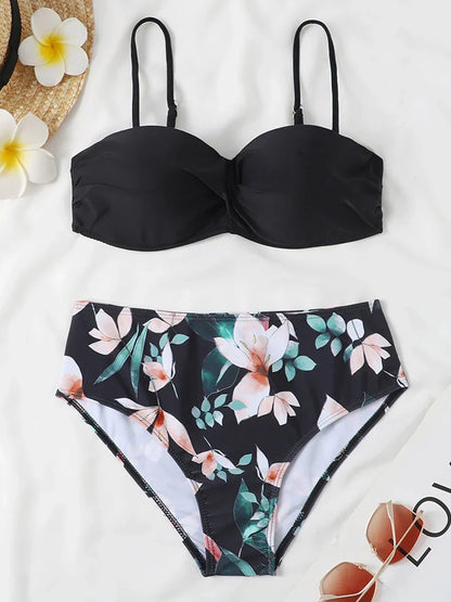 2025 Bandeau Swimsuit Women High Waist Bikini