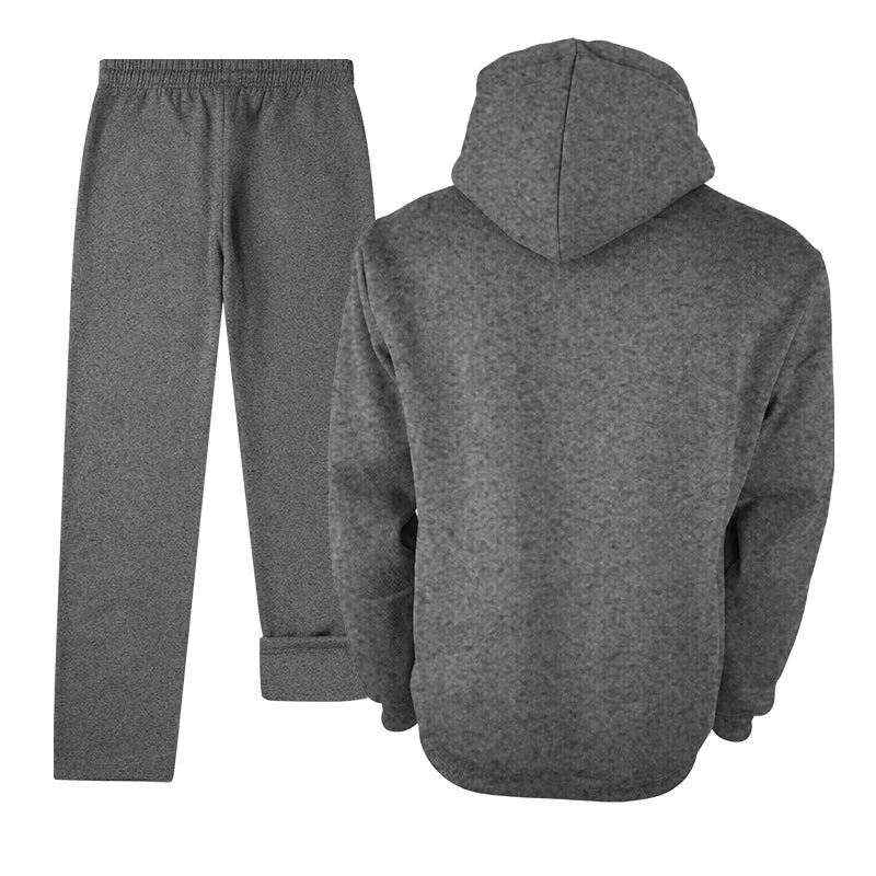 Men 2 Pieces Fleece Hooded Outfit Set