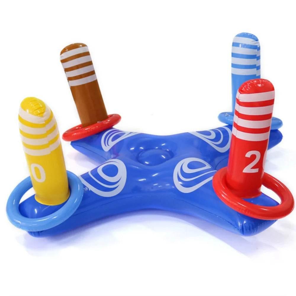 Summer Sport Swimming Inflatable Ring Toss Game Floating Pool Toys for Kids Adult Water Accessories Beach Supplies with 4 Loops - Empire P.E