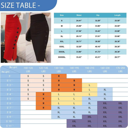 Women’s Black And Red Color Sexy Slim Fit High Waist Dress With Buttons Ladies High Street Fashion Hip Wrap Pencil Half Skirt - Empire P.E