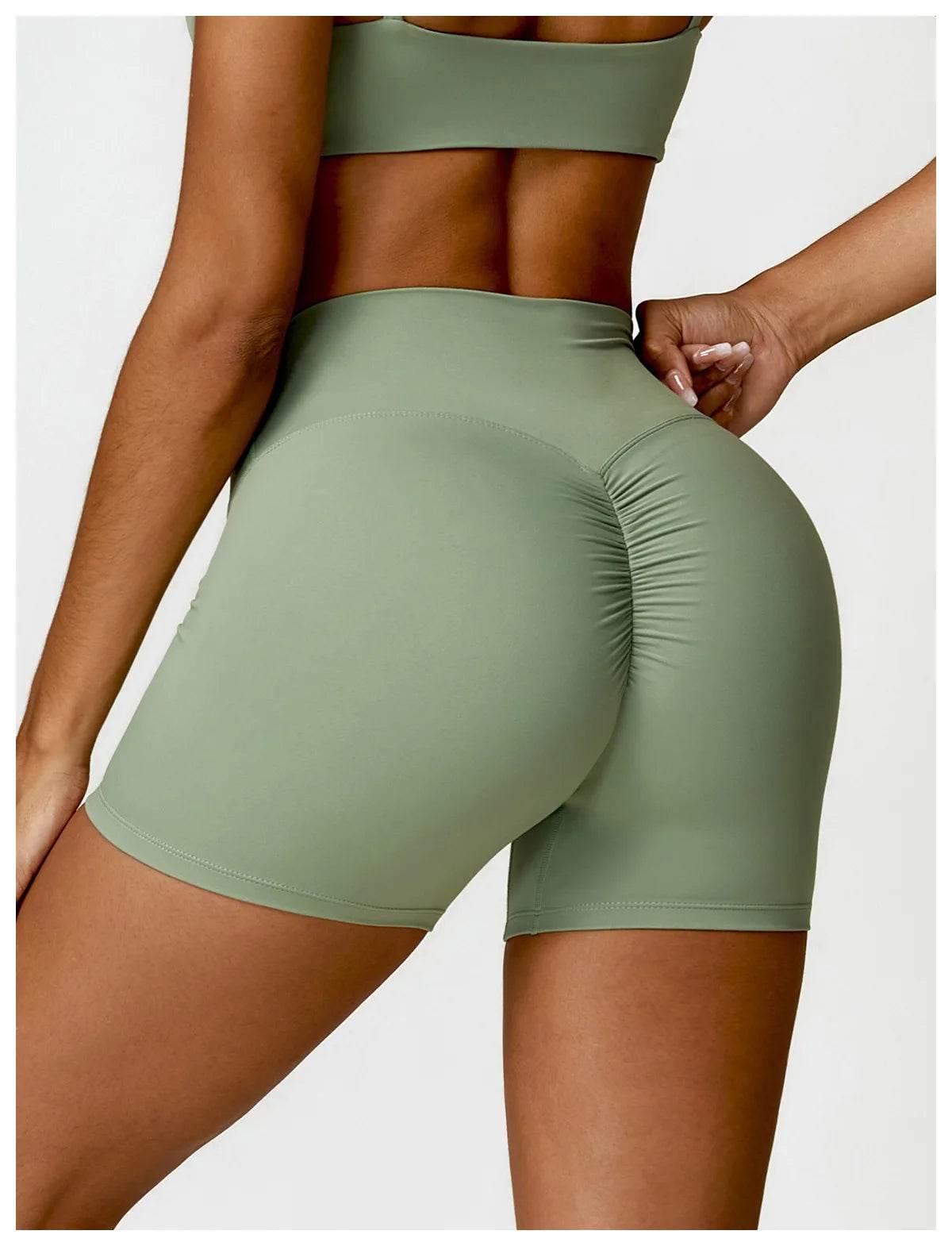 New Women Yoga Shorts High Waist Beautiful Buttocks Gym Sexy Feel V-shaped Shorts Sports Fitness Tights Push up Run Leggings - Empire P.E