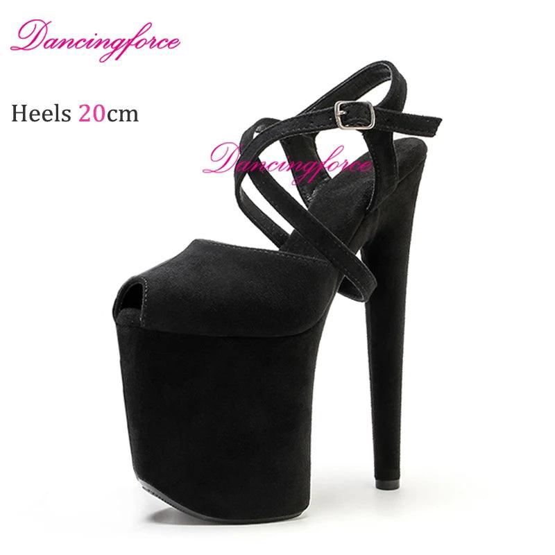 Cross Straps 20cm Sexy Peach Suede High Heels - Empire P.E