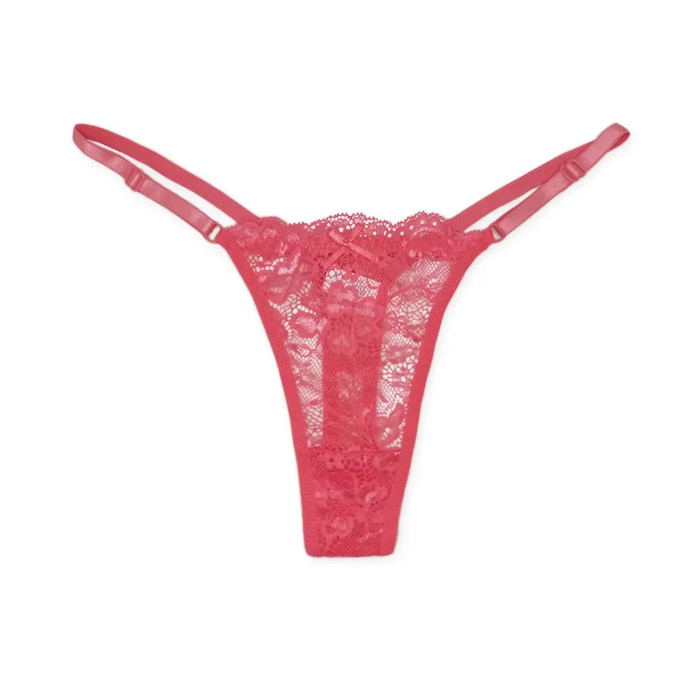 5 PCS/Set Adjust Waistband Sexy Lace Thongs Women Solid Color - Empire P.E