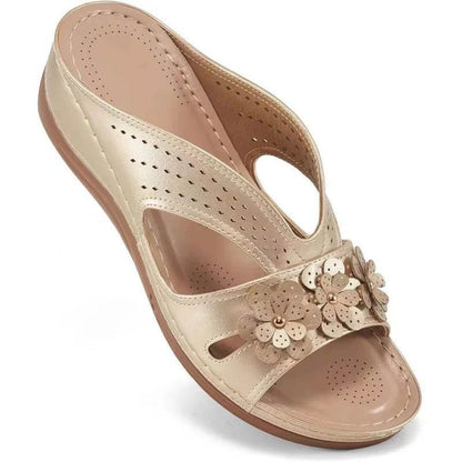 New Women's Slippers Casual Flower Hollow Wedge - Empire P.E