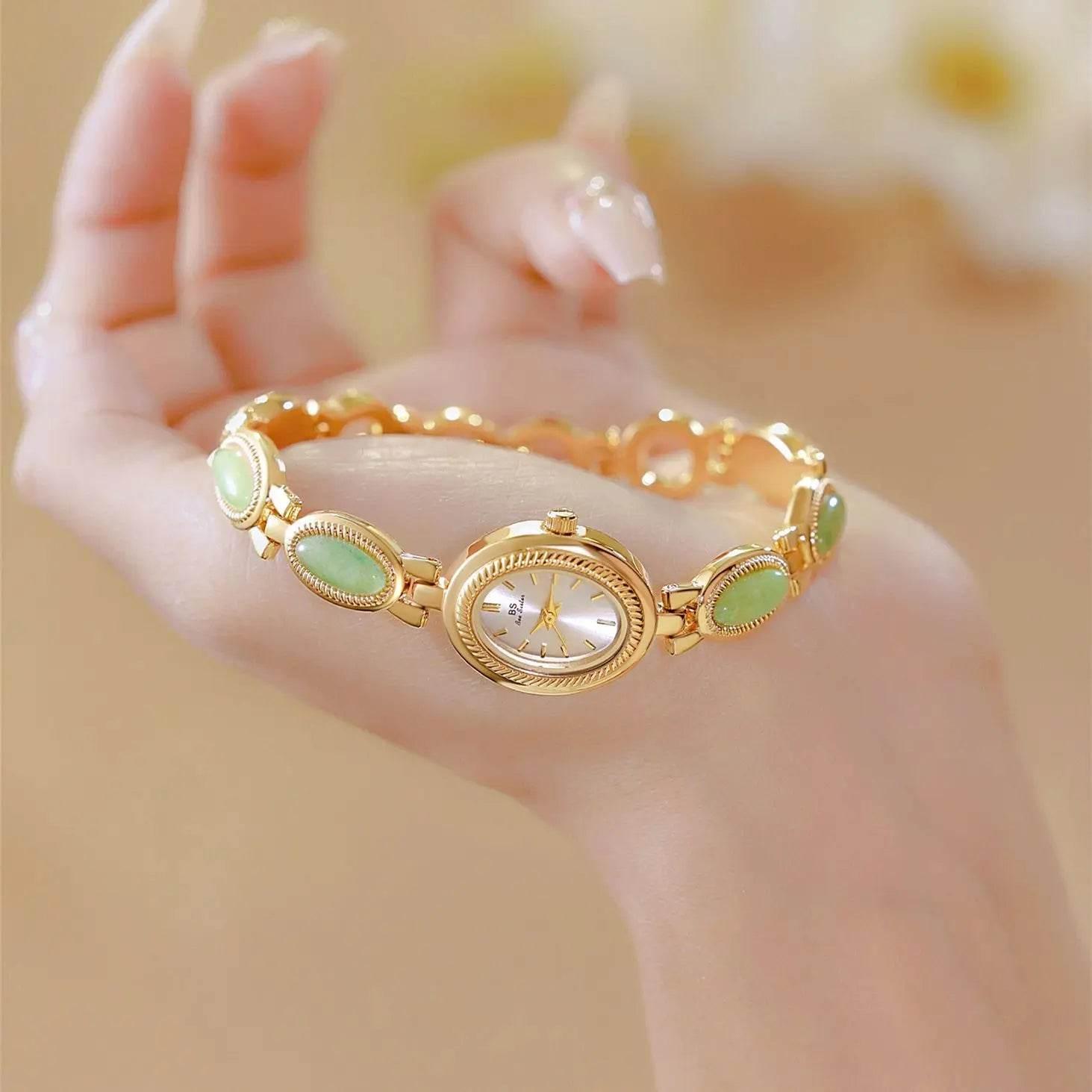 UTHAI Women's Watch Ladies Bracelet Luxury Brand Waterproof Retro Natural Dongling Stone Hotan Jade Advanced Chain Watches Gift - Empire P.E