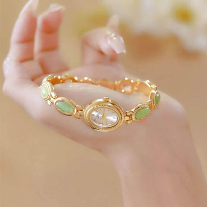 UTHAI Women's Watch Ladies Bracelet Luxury Brand Waterproof Retro Natural Dongling Stone Hotan Jade Advanced Chain Watches Gift - Empire P.E