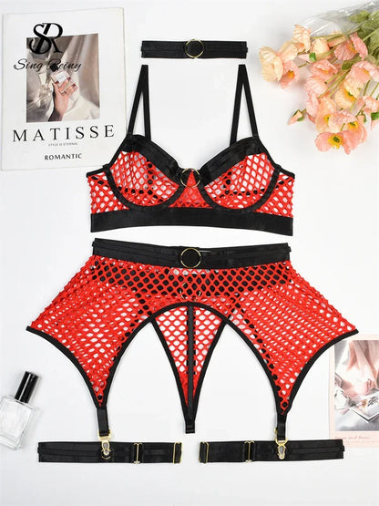 Mesh Porno Lingerie 4 Pieces Suits - Empire P.E