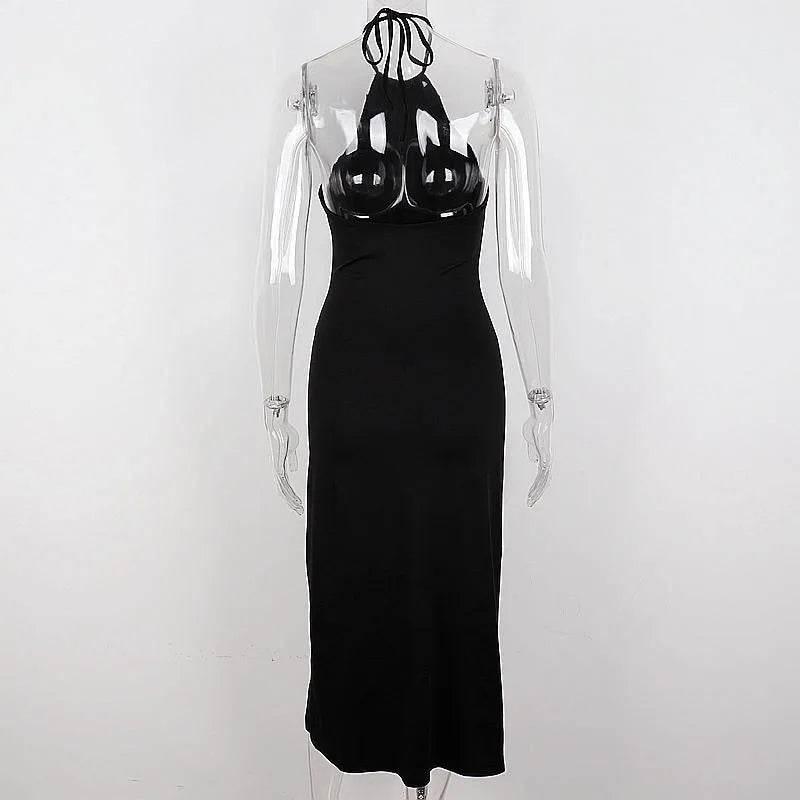 Candyhot Sexy Backless Lace Up Long Dress Elegant Waist Hollow Out High Split Summer Dresses Fashion Prom Y2K Party Women Robe - Empire P.E