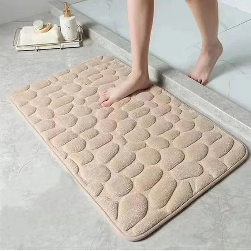 3D Non Slip Bathroom Mat Cobblestone Embossed - Empire P.E