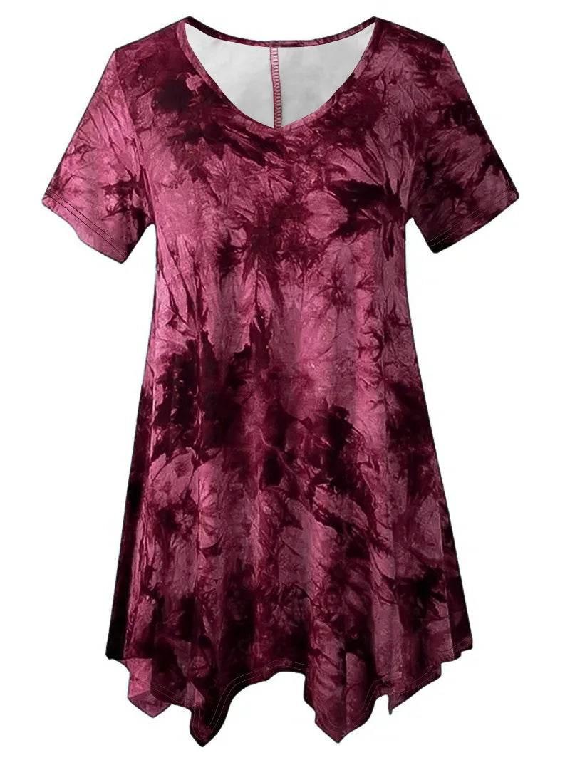 5XL Plus Size Woman Clothing Tie Dye Short Sleeve - Empire P.E