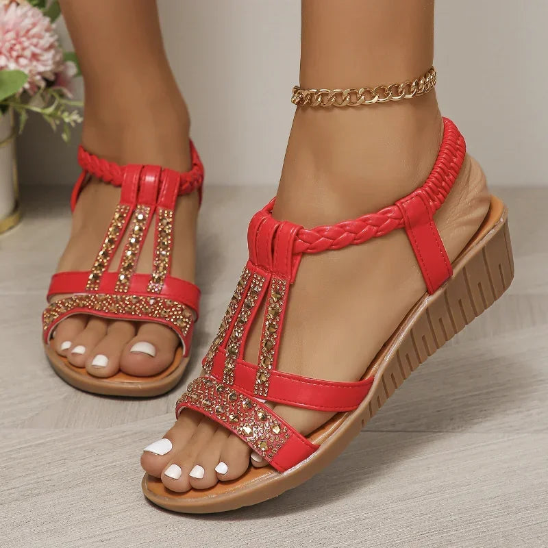 Women's Summer Bohemia Rhinestones Casual Platform Sandals