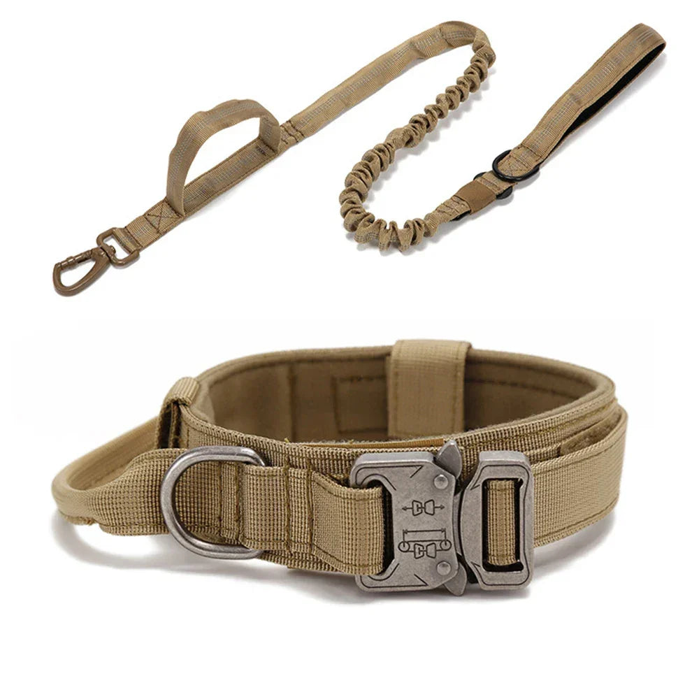 Pet Dog Collar Leash Set Nylon Material Durable Dog Collar Reflective Leash Pet Tactical Training Dog Collar Large Dog Leash Set - Empire P.E