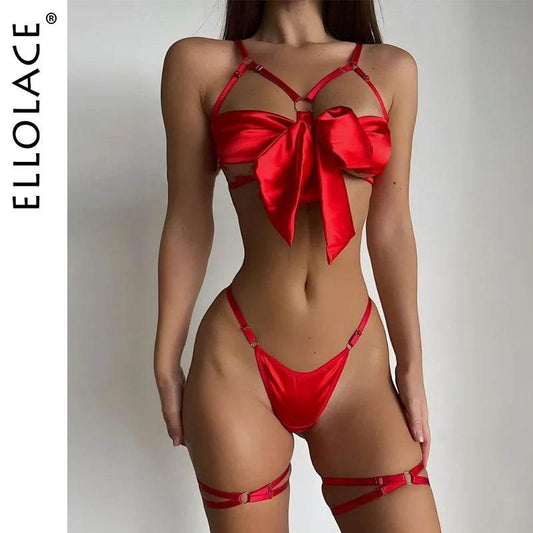 Bowknot Lingerie Open Bra Lace Up - Empire P.E