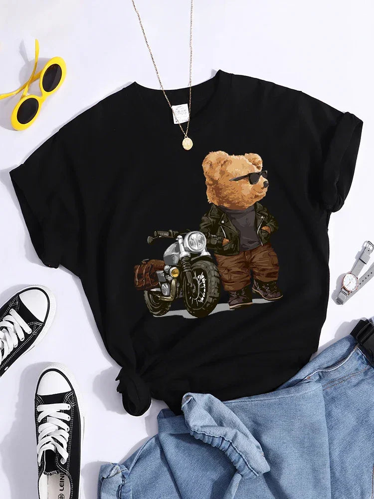 Motorcycle Teddy Bear Wearing Sunglasses Tshirt - Empire P.E