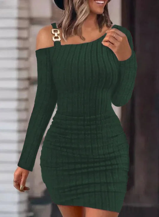 Sexy Chain Off Shoulder Mini Dress - Empire P.E