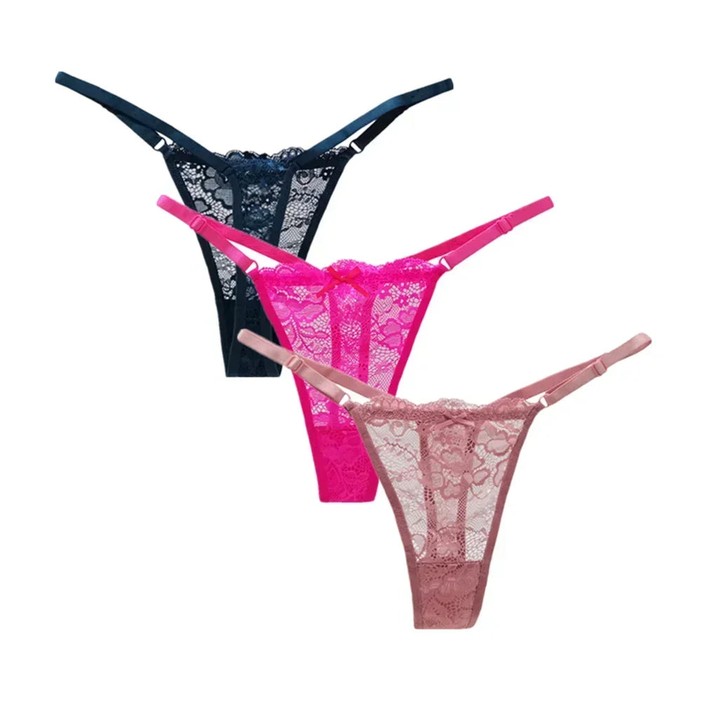 3PCS Adjustable Sexy Transparent Thong Panties - Empire P.E
