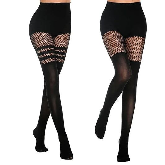 Black Hollow-Out Pantyhose Suspenders - Empire P.E