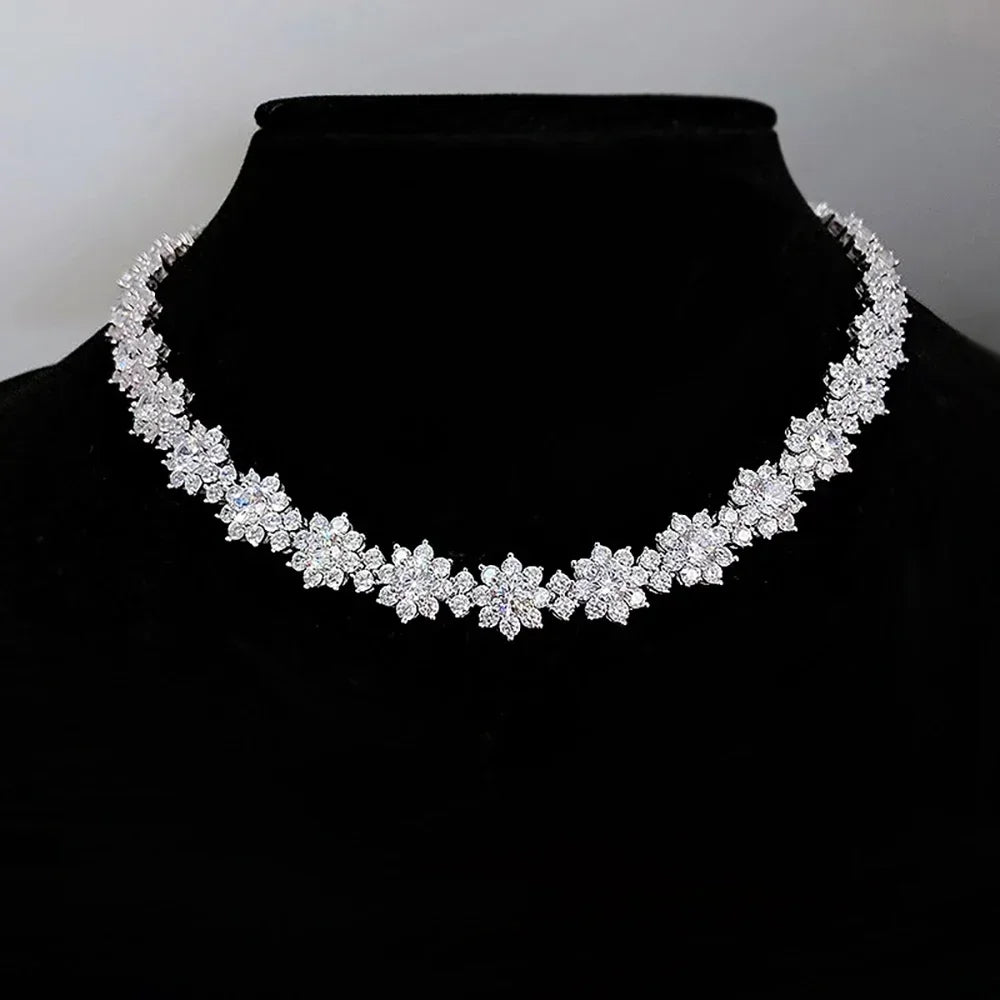 Luxury Flower Moissanite Jewelry Set 925 Sterling Silver Lab Diamond - Empire P.E
