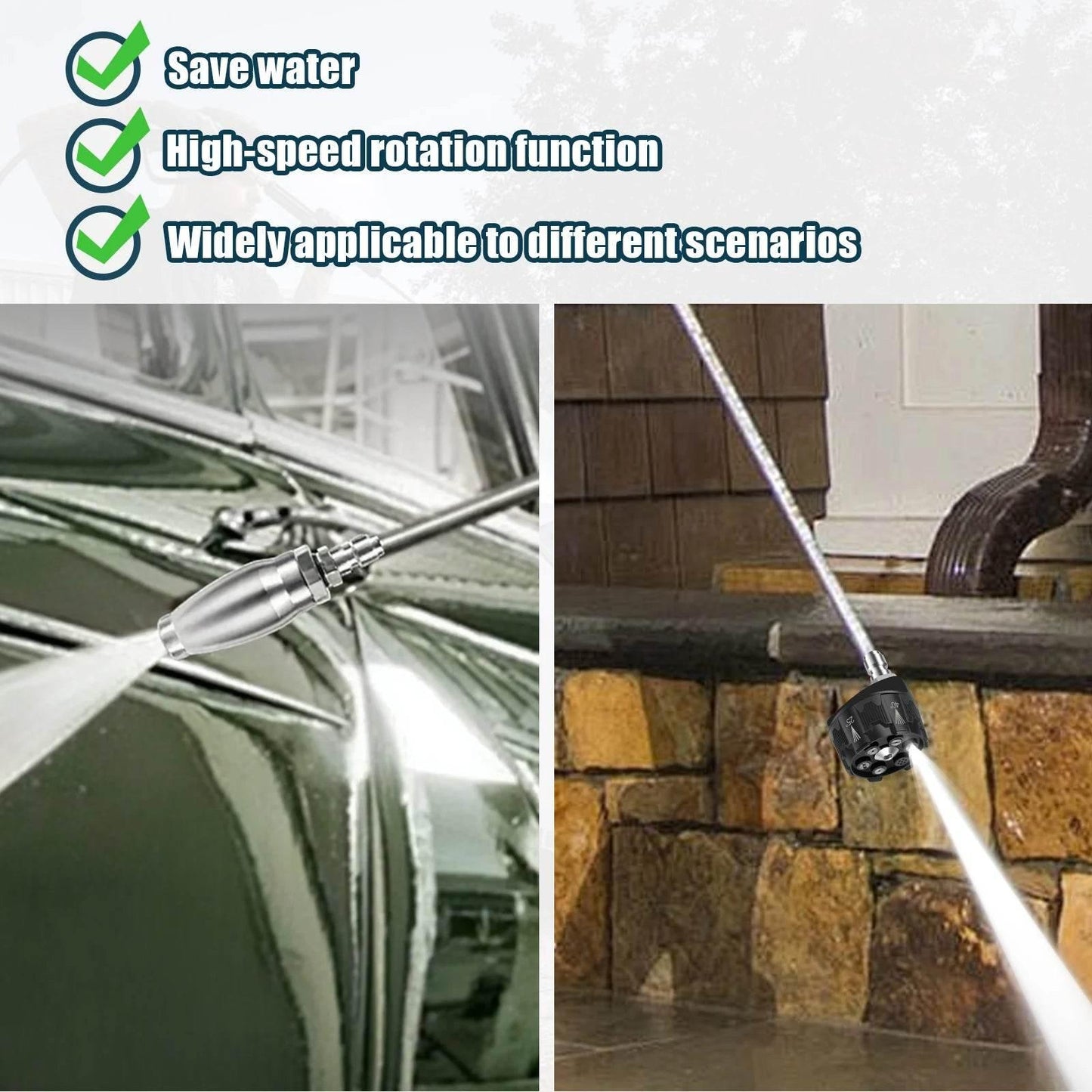 Pressure Washer Tips Turbo Nozzle With 1/4'' Quick Connect 360°Rotating Power Washer Nozzles 5000 PSI Spray Nozzle for Driveway - Empire P.E