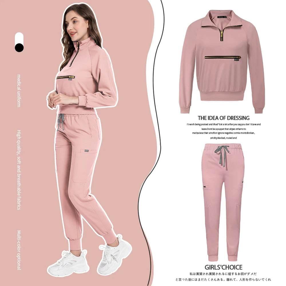 Long Sleeved Spa Uniforms High Quality Beauty and Health Workwear Scrubs Suits Tops+pants Scrubs Shirt with Pockets Work Clothes - Empire P.E