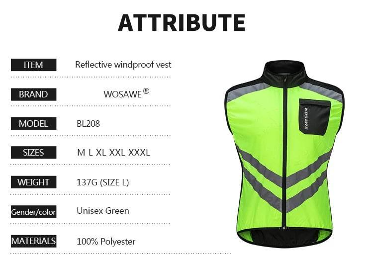 WOSAWE Cycling Vests Reflective Safety Vest Bicycle Sportswear Outdoor Running Breathable Jersey For Men Women Bike Wind Coat - Empire P.E