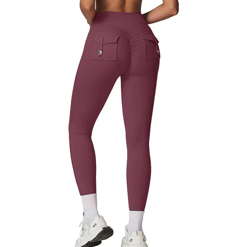 Fitness Yoga Leggings for Women Pocket Scrunched Gym Leggings High Waist Butt Liftting Tights Sexy Booty Shorts Bell-bottoms - Empire P.E