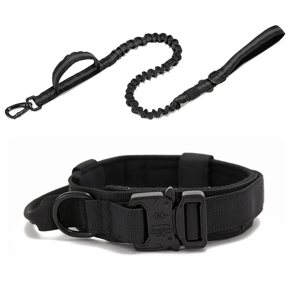 Pet Dog Collar Leash Set Nylon Material Durable Dog Collar Reflective Leash Pet Tactical Training Dog Collar Large Dog Leash Set - Empire P.E