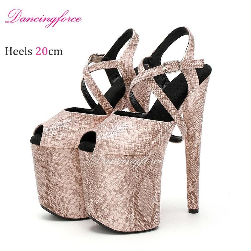 20CM/8inches Snake Print Stripper Pole Dance Shoes - Empire P.E
