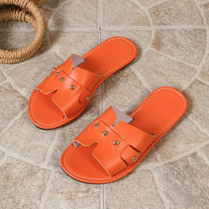 Summer New Women's Flat Bottomed Open Toed Slippers
