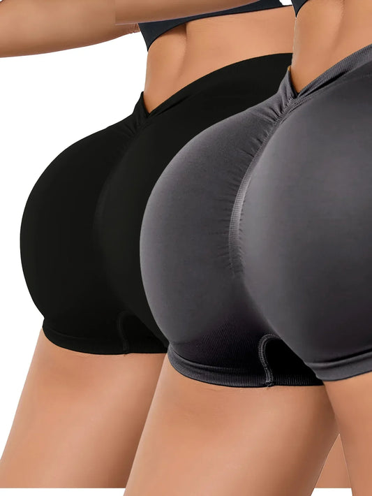 2Pcs Women High Waist Workout Shorts