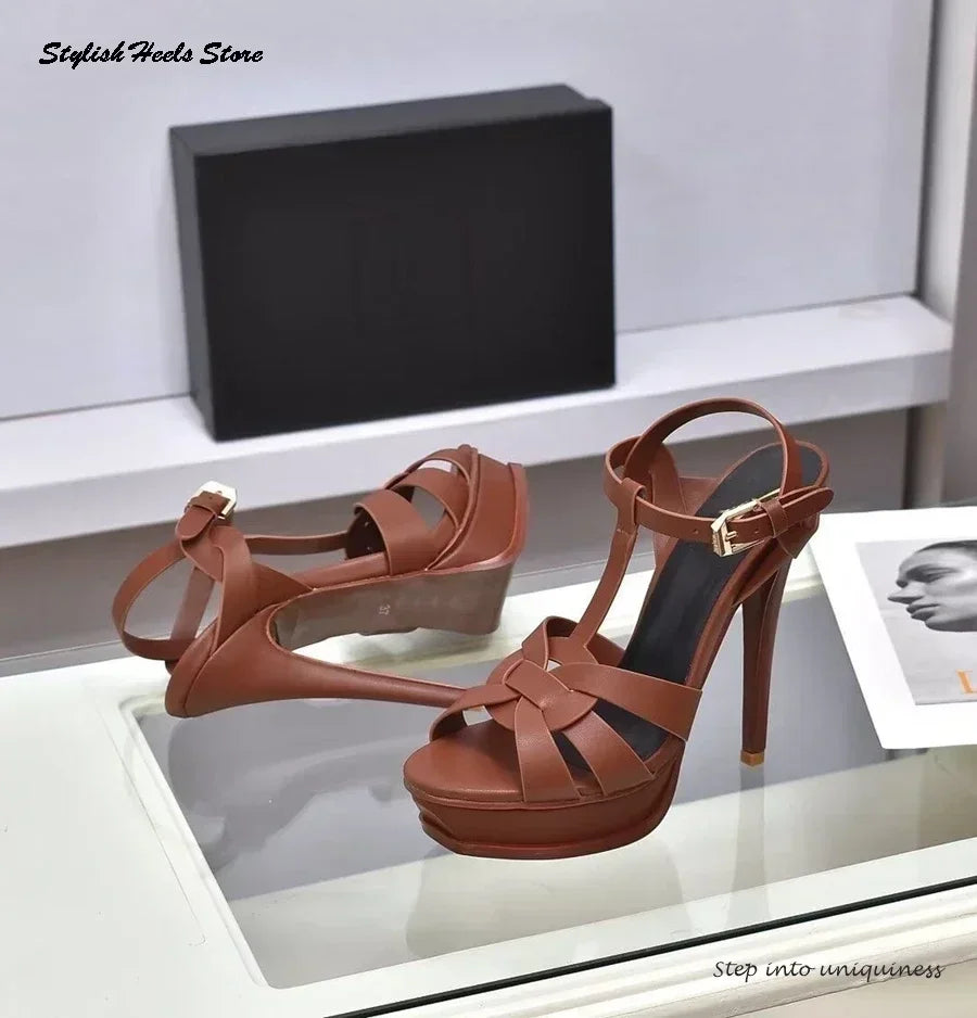 Classics Leather Platform Straps Stilettos - Empire P.E