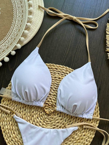 RUOTONSEPT Sexy Halter Solid color Bikini Set Women's Swimsuit Two-piece Triangle Thong Swimwear Bathing Suit Brazilian Biquinis - Empire P.E