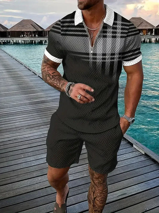 Zipper POLO Shirt Shorts Set - Empire P.E