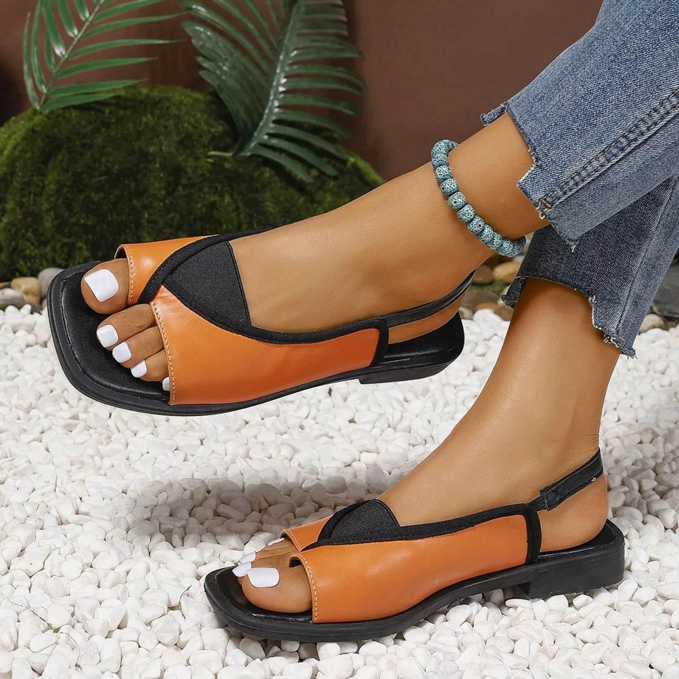 Women Sandals 2024 New Summer Casual Sandals Vintage Open Toe Flip Flops Fashion Beach Flat Basic Square Head Designer Shoes - Empire P.E