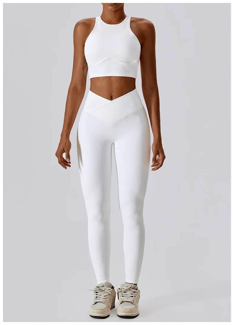 2PCS Seamless Yoga Set Gym Clothes Sportswear Yoga Suits For Women Fitness Rib Tracksuits Sports Bra Gym Leggings Sports Suits - Empire P.E