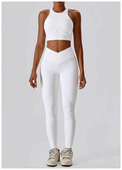 2PCS Seamless Yoga Set Gym Clothes Sportswear Yoga Suits For Women Fitness Rib Tracksuits Sports Bra Gym Leggings Sports Suits - Empire P.E