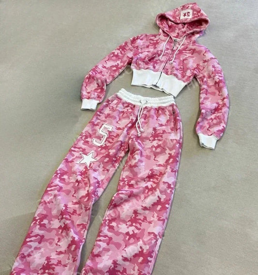 Y2K Fashion Pink Letter Graphic Zipper Sportswear Clothes - Empire P.E