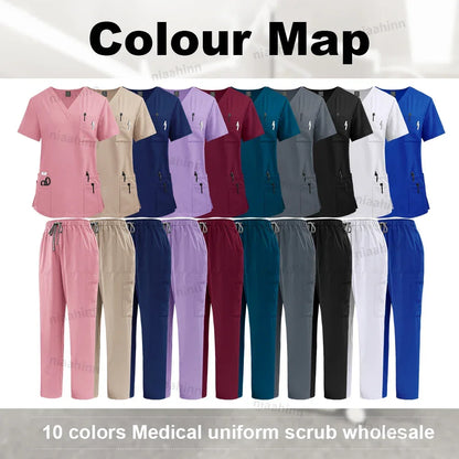Women's Short Sleeve Tops+Pants Scrub Set - Empire P.E